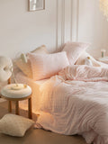 Ikeehome  Thiened Double-Sided Milk Velvet Four-Piece Set Carved Coral Velvet Warm Bedding Cover Winter Bed Canopy Kit Princ Sle...