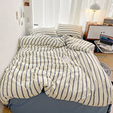 Stripe Style Duvet Cover Set, Flat Sheet, Pillowcases, Single, Double, Twin, Full Size Bedding Set,Breathable, Soft,Comfortable