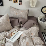 Vintage Double Sided Flower Bedding Set Skin-Friendly Soft Duvet Cover With Flat Sheet+Pillowcases For Single Double Bed Home