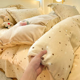 New High-weight Milk Fleece Thickened Single Quilt Cover  Winter Warm Cartoon Duvet Cover Skin-friendly Bedding