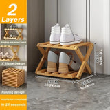 New Portable Small Foldable Shoe Rack Without Installation,Bamboo Shoe Rack for Storage.Ideal for Hallway,Bedroom,Living Room