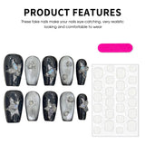 10pcs Short Coffin Fake Nails Gray Cat's Eye Handmade Press On Nails Glitter Stars Diamond Decor Ballerina Black Punk False Nail