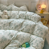 Floral Bedding set plaid Duvet cover 100% cotton 4pcs Bedding for Winter Bed with Sheet with Pillowcases Home Textiles