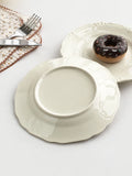 French Relief Plate Fashion White Round Ceramic Plates 2025 New Home Kitchen Serving Dish Afternoon Tea Dessert Cake Tableware
