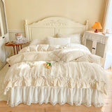 100% Cotton Romantic French Princess Wedding Bedding Set Lace Ruffles Duvet Cover Lace Bed Sheet Bed Skirt Bedspread Pillowcases