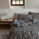 Floral Rose Cotton Bedding Set 4-Piece Pure Cotton Bed eet Cover Duvet Cover Country Sle Korean System Turtle Mister Brand