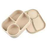 Rectangular Silicone 4 Grid Lunch Box Heat Resistant Leak Proof Food Box Microwavable With Compartments Picnic Box Office