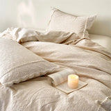 20% Linen And 80% Cotton Vintage French Jacquard Lace Embroidery Bedding Set Duvet Cover Flat/Fitted Bed Sheet Pillowcases 4Pcs