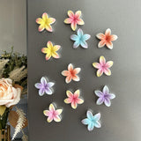 6pcs Tropical Frangipani Flower Fridge Magnet - 3D Hawaiian Plumeria Resin Art with 5 Petals, Magnetic Refrigerator Sticker