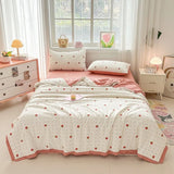 2025 new knitted printed aerobic knitted double yarn soybean summer quilt core summer washable quilt