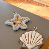 New Summer Ocean Themed Hand Towel, Shell Starfish Shaped Plush Hand Towel, Bathroom and Kitchen Hanging Towel