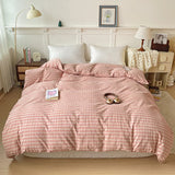 2025 New All-cotton Washed Cotton Single Quilt Set Printed Plaid Duvet Cover 150x200 220x240 Skin Friendly Bedding