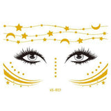 Glitter Stickers Face Tattoo Flash Gold Temporary Metalic Tattoos Waterproof Makeup Decals for Girls Party Music Festival