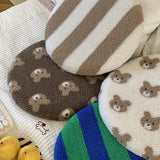 Autumn and winter warm Korean version of jacquard lamb wool seat cushion large lamb wool particles cutebear striped seat cushion