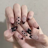 24pcs Valentine French False Nails Wine Red Heart-shaped Bow Fake Nails with Diamond Decors Press on Nails Full Cover Wearable