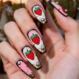 Cat Eye Press on Nails Short False Nails Art Full Cover French Sheer Wearable Nail Manicure Tips Cool Girl Artificial False Nail