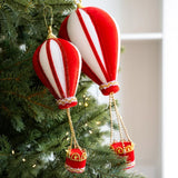 2Pcs Christmas Hot Air Balloon Pendants Flannel Tree Ornaments Creative Christmas Pendants Holiday Supplies Colorful Pearl Small