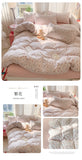 Knitted Class A Bedding Set Floral Style Bed Linen Set Soft Double Yarn Four-Piece Set Quilt Cover Set Bed Sheets Gift for Home