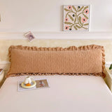 Solid Quilted Length Sleeping Ruffle Pillowcase For Double Couple 48*120cm Soft Flannel Fleece AB Side Pillow Cover Home Bedding