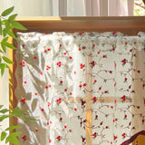 French Country Embroidery Flower Small Curtain for Kitchen Window Vintage Voile With Beaded Farmhouse Triangle Coffee Curtain