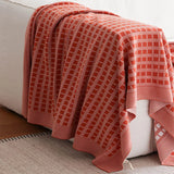 Nordic Modern Throw Blanket Knitted Sofa Decoration Cover Geometric Grid Nap Blanket Bedspread Pure Cotton Warm Shawl 130X180CM