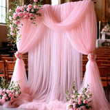 Ikeehome  Set of 2 Wedding Arch Mesh Draping Fabric Sheer for Easter Bridal Shower Backdrop Outdoor Party Arches Church Ceremony Decoratio