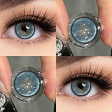 2Pcs Blue Myopia Contact Lenses for Eyes with Degree 0 to -8.00 Degree Brown Iris Lens Fashion Lenses Soft Beauty Pupil