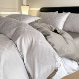 4Pcs Light Luxury High-end Sense 160 Pcs 100% Cotton Tribute Satin Jacquard Quilt Cover Sheet Simple Bedding