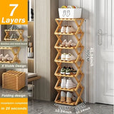 New Portable Small Foldable Shoe Rack Without Installation,Bamboo Shoe Rack for Storage.Ideal for Hallway,Bedroom,Living Room