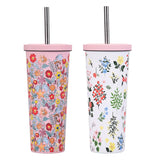 830ML Large Hole Thermos Cup With Straw And Pattern,Mug,Double Layer Stainless Steel Vacuum Flasks,Portable Insulated Water Cup