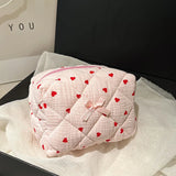 Flower Quilted Fashion Makeup Storage Bag Portable Travel Organizer Cosmetic Toiletry Pouch Cute Make Up Handbag Clutch Purse
