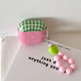 Fresh Green Grid Flower Bracelet Protection Cover for AirPods Pro or 2 Earphone Case for AirPods 1 2 3 4 Accessory Headset Shell