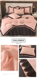 Princess Style Bedding Set Ruffle Duvet Cover With Lace Soft Four Piece Set Quilt Cover Bed Skirt Pillowcase Girls Bedroom Decor