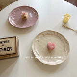 Ins Style Bow Dessert Plate High-end Solid Color Ceramic Disc Korean Underglaze Color Western Tableware Home Relief Bread Plates