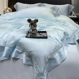 800TC Lyocell Soft Silky Cooling Summer Luxury Hollow Wide Edge Bedding Set Duvet Cover Bed Sheet/Fitted Sheet Pillowcases 4Pcs