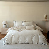 60s Cotton Thick Woven Jacquard Embossed Luxury Bedding Set Queen King Size Duvet Cover Flat/Fitted Bed Sheet Pillowcases 4Pcs