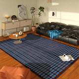 Living room modern retro blue carpet stripes lines bedroom bedside soft rug coffee table leisure area plush floor mat Alfombra