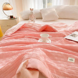 Simple Waffle Blanket Home Summer Quilt Cooling Blanket Nap Air Conditioner Student Dormi Single Double Green Pink Throw Blanket