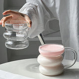 Glass Cup Coffee Mugs Twist Heat Resistant Glass Water Cups Milk Juice Drinkware Lover Big Handrip Drinking Glasses Cocktail Cup