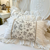 2Pcs Romantic French Pure Cotton Princess Style Pillowcases Lace Vintage Pillow Cover Cushion Ruffles Pillow Sham 48*74cm
