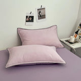 3pcs Solid Color High Quality Duvet Cover Set Luxury Purple Comforter Cover with 2 Pillowcases Triangle Sewn Edge Design Bedding