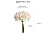 5Heads Curled Edge Rose Bouquet Real Touch Artificial Flowers Rose Wedding Bridal Bouquet Party Festival Home Decor Fake Flowers
