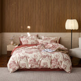 20% Linen and Cotton Bedding Sets Print Duvet Cover Sheet Pillowcase 4pcs Breathable Underwear Bed Linens