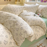 Ins Bedding Set Refreshing New Blue Wind CHIME  Four PIECE Set On Bed Washing Cotton Bed Sheet Bed Sheet Dormitory 3pcs