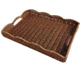 Imitation Rattan Woven Storage Tray Rectangular Rustic Style Food Serving Tray Multipurpose Save Space Desktop Organizer Bread