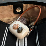 Luxury Gemstone Stone Winter Case For AirPods Pro 2nd Soft Silicone Leather Portable Rope Beige Cover For AirPod 3 Earphone Box