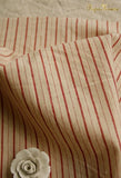140x50cm Vintage Red Linen Grid Striped Woven Cotton Fabric for Japanese Style Tablecloth Dress Bag Cloth