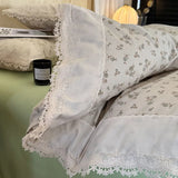 Korean Style Vintage Cherry Bedding Sets for Girls New Washed Cotton Duvet Cover With White Lace Trim Sheet Pillowcases