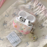 Transparent Oil Painting Flower Shockproof Protector With Keychain For AirPods 1 2 3 4 Case For AirPods Pro 2 Protection Cover