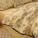 French Style Summer Quilt NEW Falbala Cool Feeling Quilt Bare Sleeping Skin-Friendly For Adult Romantic Bedroom Decor 1PC